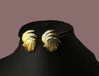 Gold Tone Sleek Feather Stud Earrings for Women- Glossy Finish