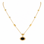 Gold Tone Classic Roman Letter Dual-Tone Disc Necklace for Women- Glossy Finish