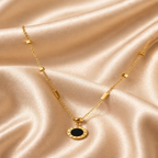 Gold Tone Classic Roman Letter Dual-Tone Disc Necklace for Women- Glossy Finish
