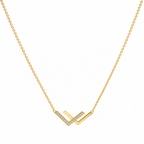 Gold Tone Elegant Letter W Crystal-Studded Pendant Necklace for Women- Glossy Finish