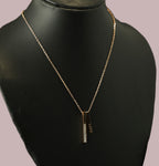 Gold Tone Minimal Rose Gold Vertical Love Bar Pendant Necklace for Women- Glossy Finish