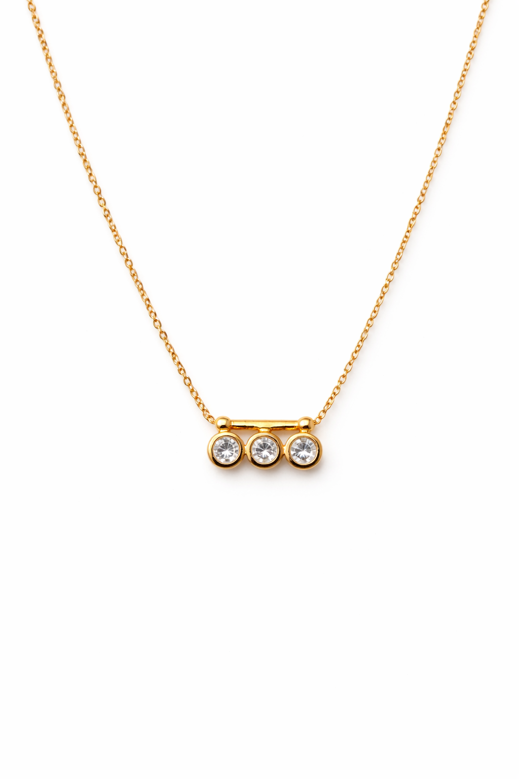 Gold Tone Premium Trinity Crystal Layer Necklace for Women - Glossy Finish
