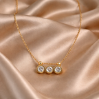 Gold Tone Premium Trinity Crystal Layer Necklace for Women - Glossy Finish