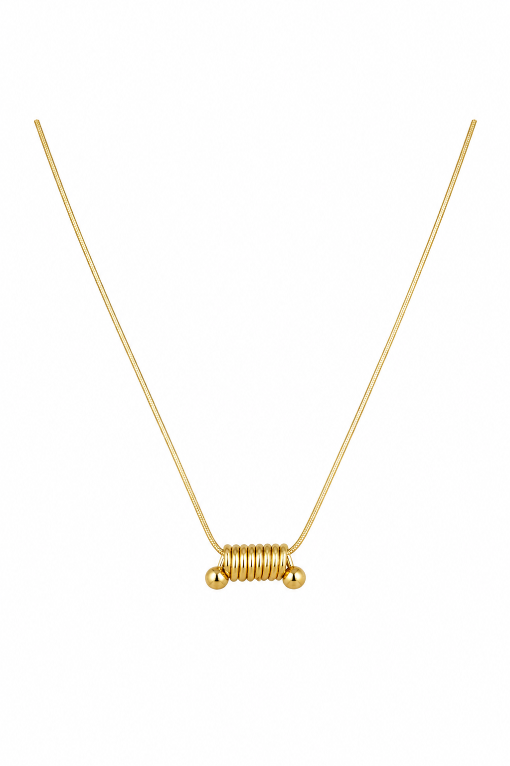 Gold Tone Minimal Spiral Pendant Necklace for Women- Matte Finish