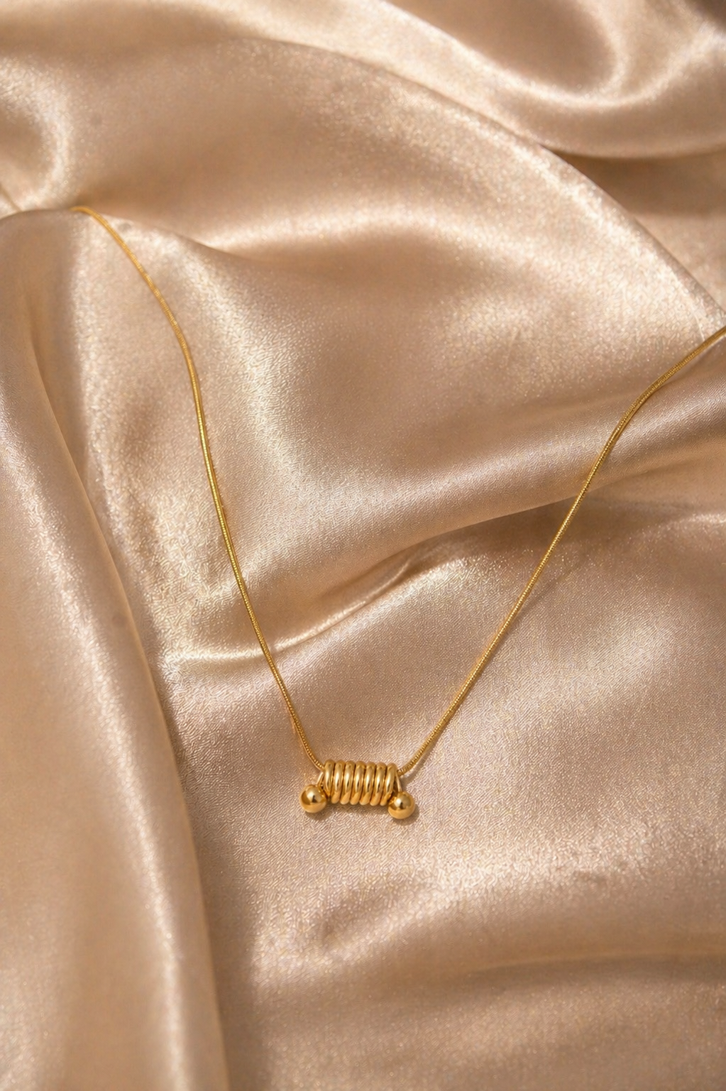 Gold Tone Minimal Spiral Pendant Necklace for Women- Matte Finish
