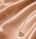 Gold Tone Elegant Swan Charm Necklace for Women- Glossy Finish