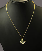 Gold Tone Elegant Swan Charm Necklace for Women- Glossy Finish
