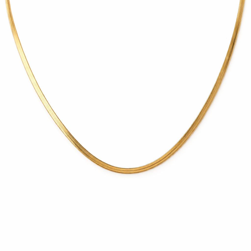 Gold Tone Exquisite Snake Scaled Necklace for Women- Glossy Finish