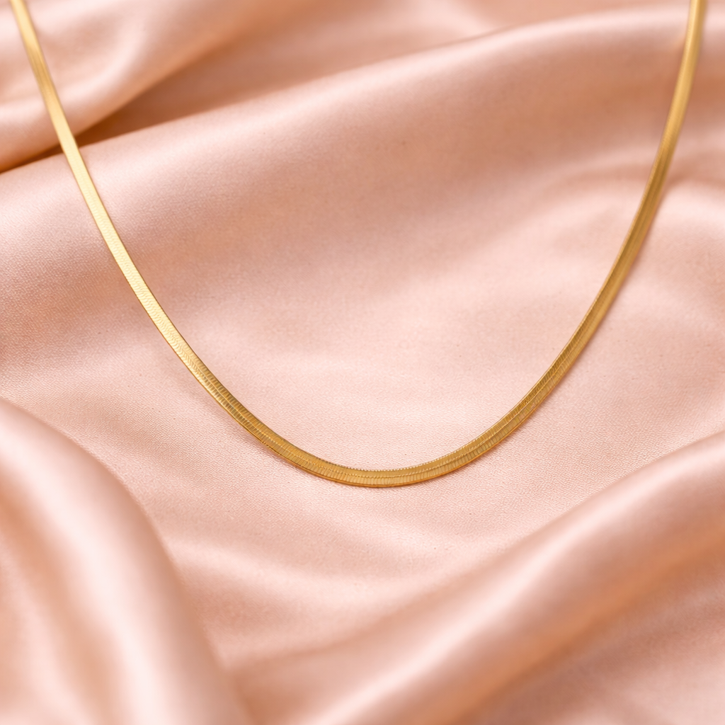 Gold Tone Exquisite Snake Scaled Necklace for Women- Glossy Finish