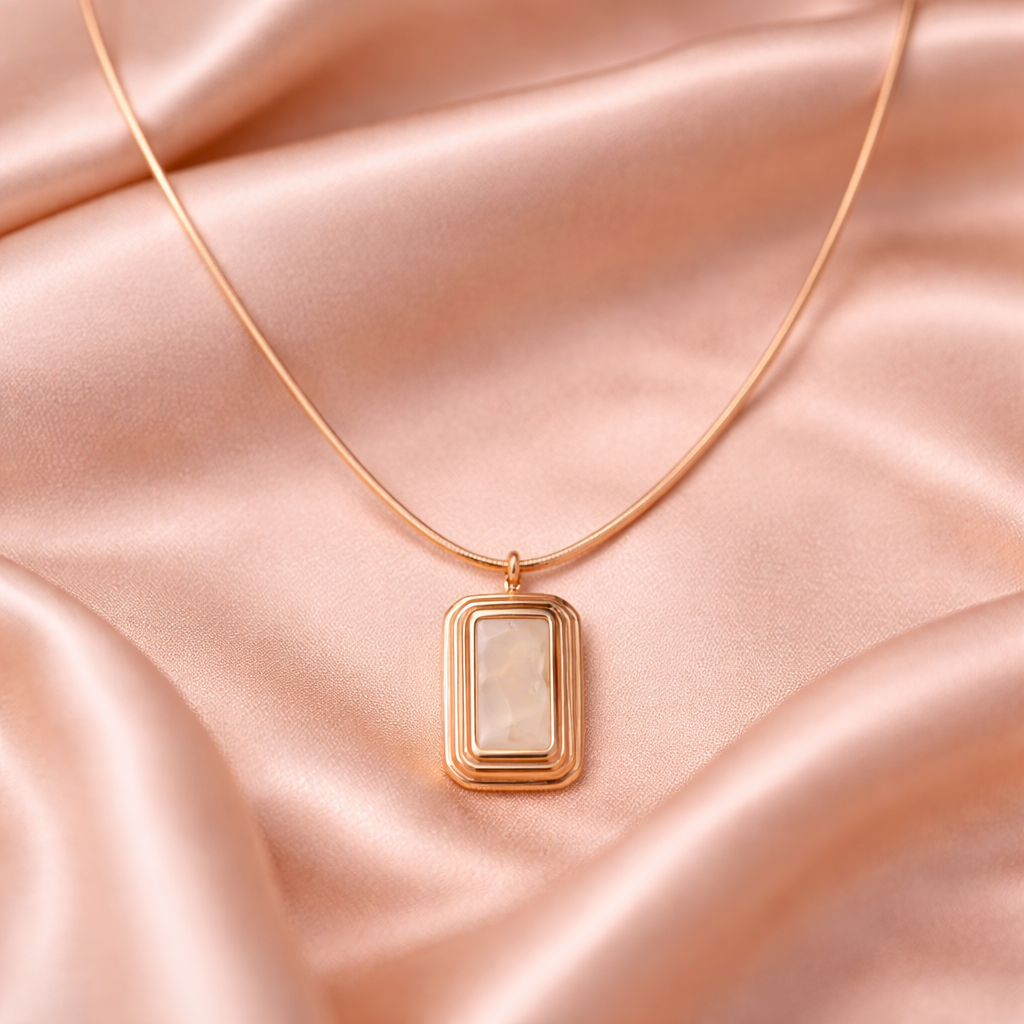 Gold Tone Classic Pearl Bar Pendant Necklace for Women- Glossy Finish