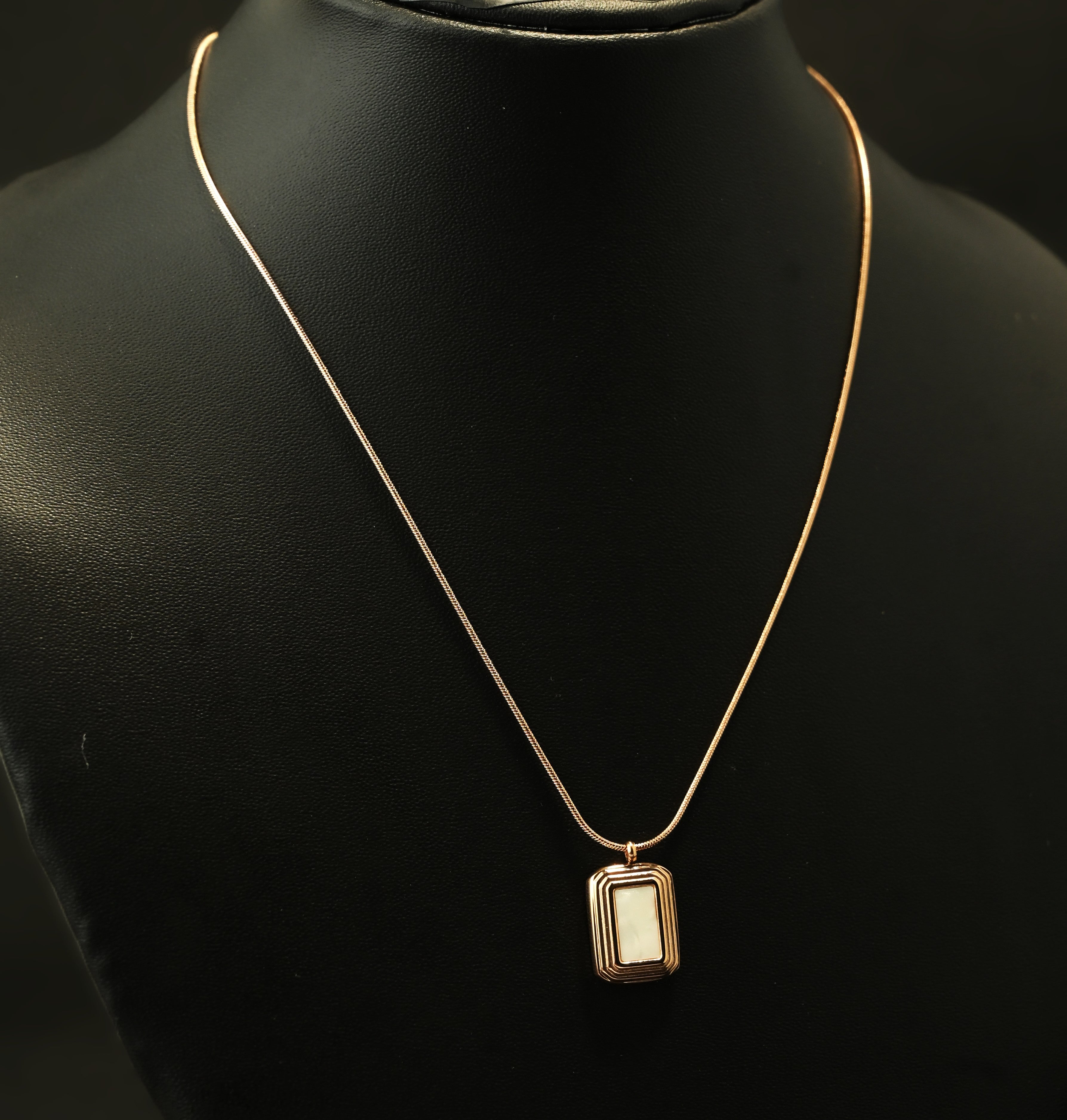 Gold Tone Classic Pearl Bar Pendant Necklace for Women- Glossy Finish