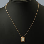 Gold Tone Classic Pearl Bar Pendant Necklace for Women- Glossy Finish