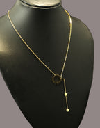 Gold Tone Celestial Star & Sun Layered Necklace for Women- Glossy Finish