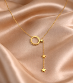 Gold Tone Celestial Star & Sun Layered Necklace for Women- Glossy Finish