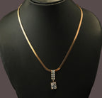 Gold Tone Luxe White Rectangular Cyrstal Necklace for Women- Glossy Finish