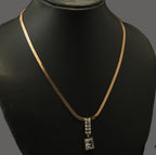 Gold Tone Luxe White Rectangular Cyrstal Necklace for Women- Glossy Finish