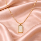 Gold Tone Luxe White Pearl Bar Necklace for Women- Glossy Finish