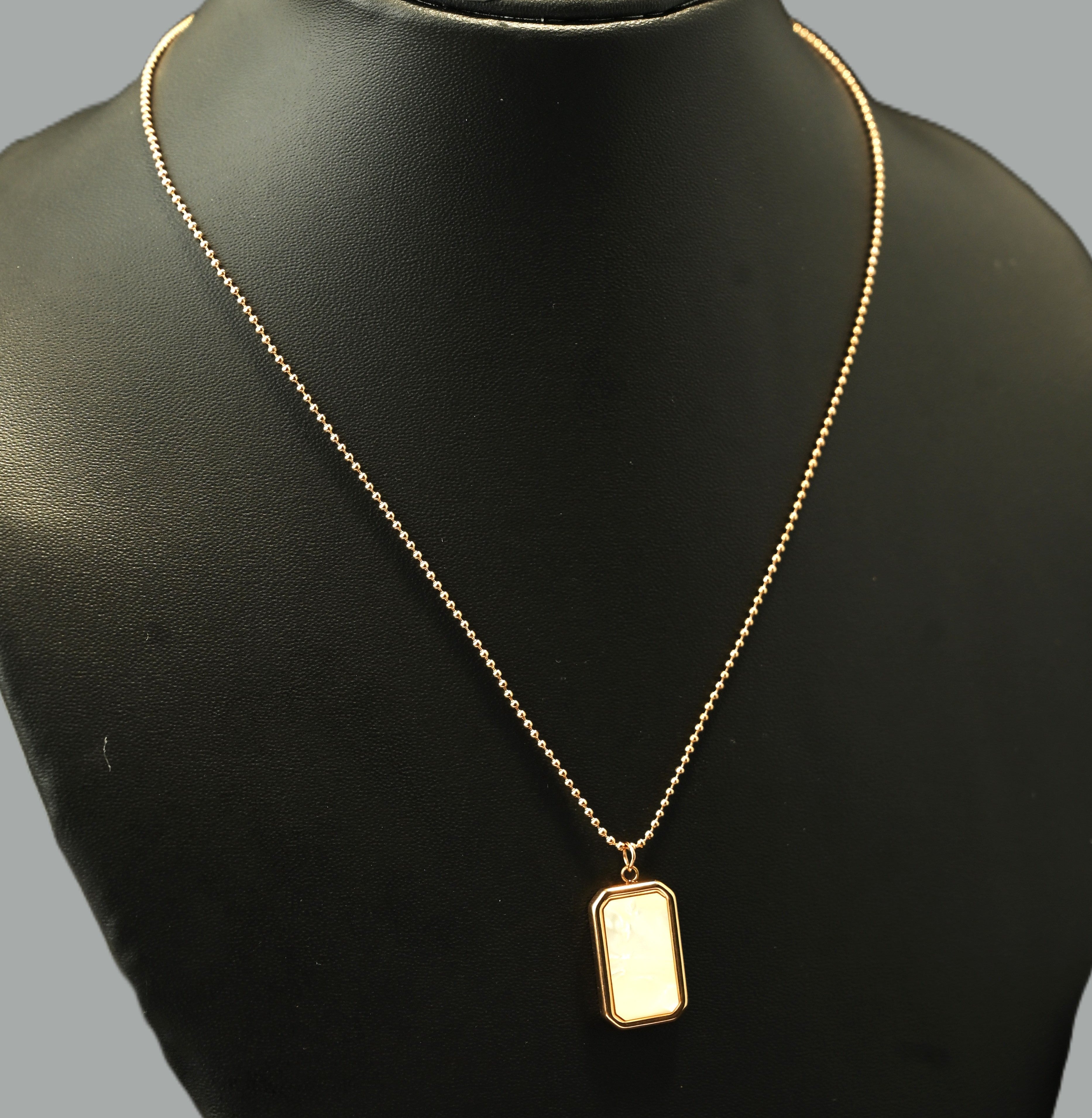 Gold Tone Luxe White Pearl Bar Necklace for Women- Glossy Finish