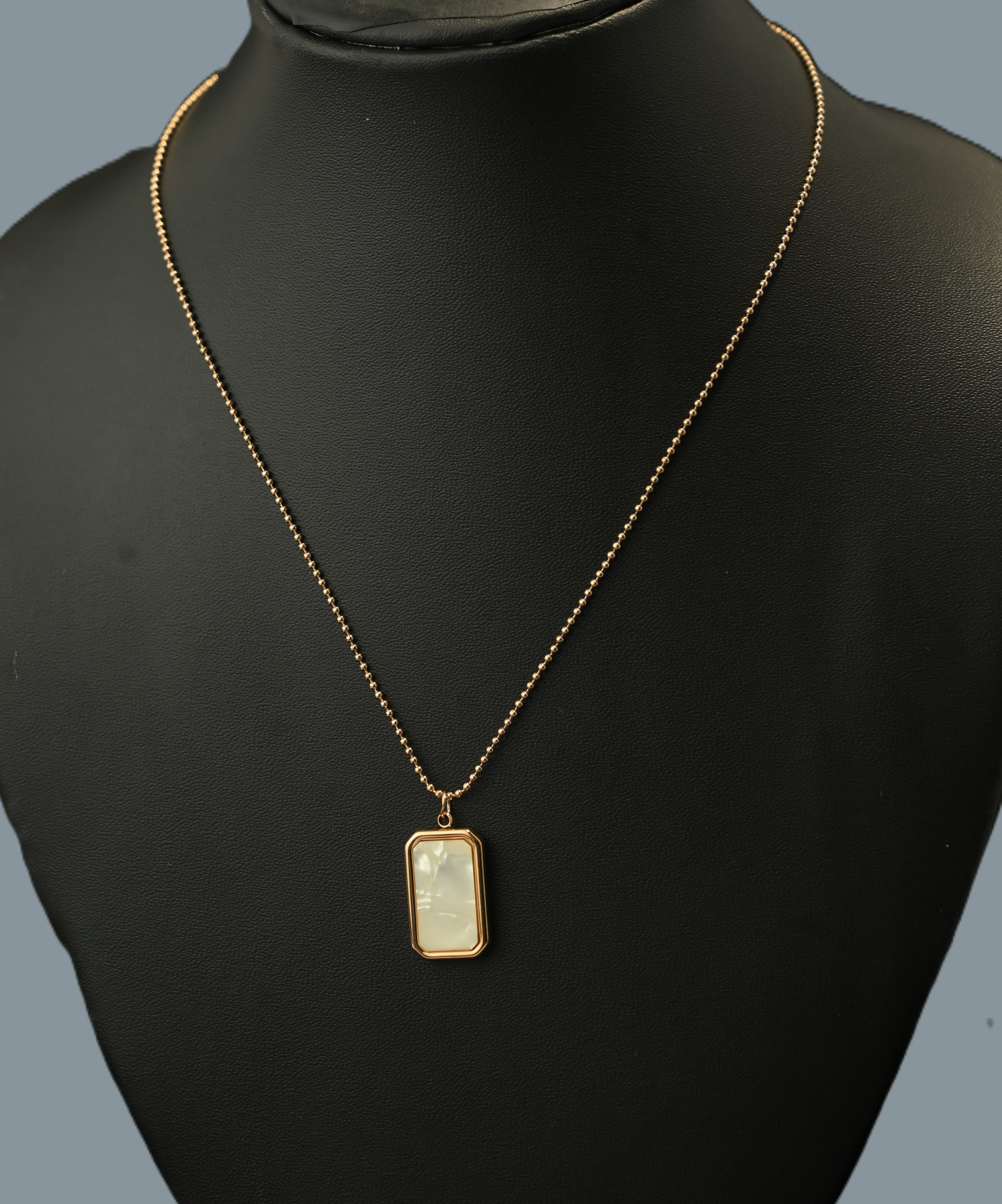 Gold Tone Luxe White Pearl Bar Necklace for Women- Glossy Finish
