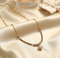Gold Tone Minimal White Diamond Mangalsutra Necklace for Women- Glossy Finish