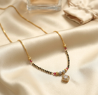 Gold Tone Minimal White Diamond Mangalsutra Necklace for Women- Glossy Finish