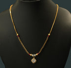 Gold Tone Minimal White Diamond Mangalsutra Necklace for Women- Glossy Finish