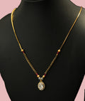 Gold Tone Minimal Round Diamond Mangalsutra Necklace for Women- Glossy Finish