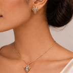 Gold Tone Luxe Leopard Motif Necklace and Earring Set for Women- Glossy Finish