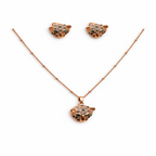 Gold Tone Luxe Leopard Motif Necklace and Earring Set for Women- Glossy Finish