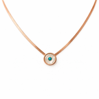 Gold Tone Classic Lucky Eye Round Pendant Necklace for Women- Glossy Finish