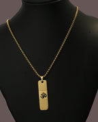 Gold Tone Classic Om Mantra Dotted Design Gold Chain for Men- Matte Finish (24 Inch)