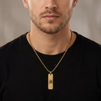 Gold Tone Classic Om Mantra Dotted Design Gold Chain for Men- Matte Finish (24 Inch)