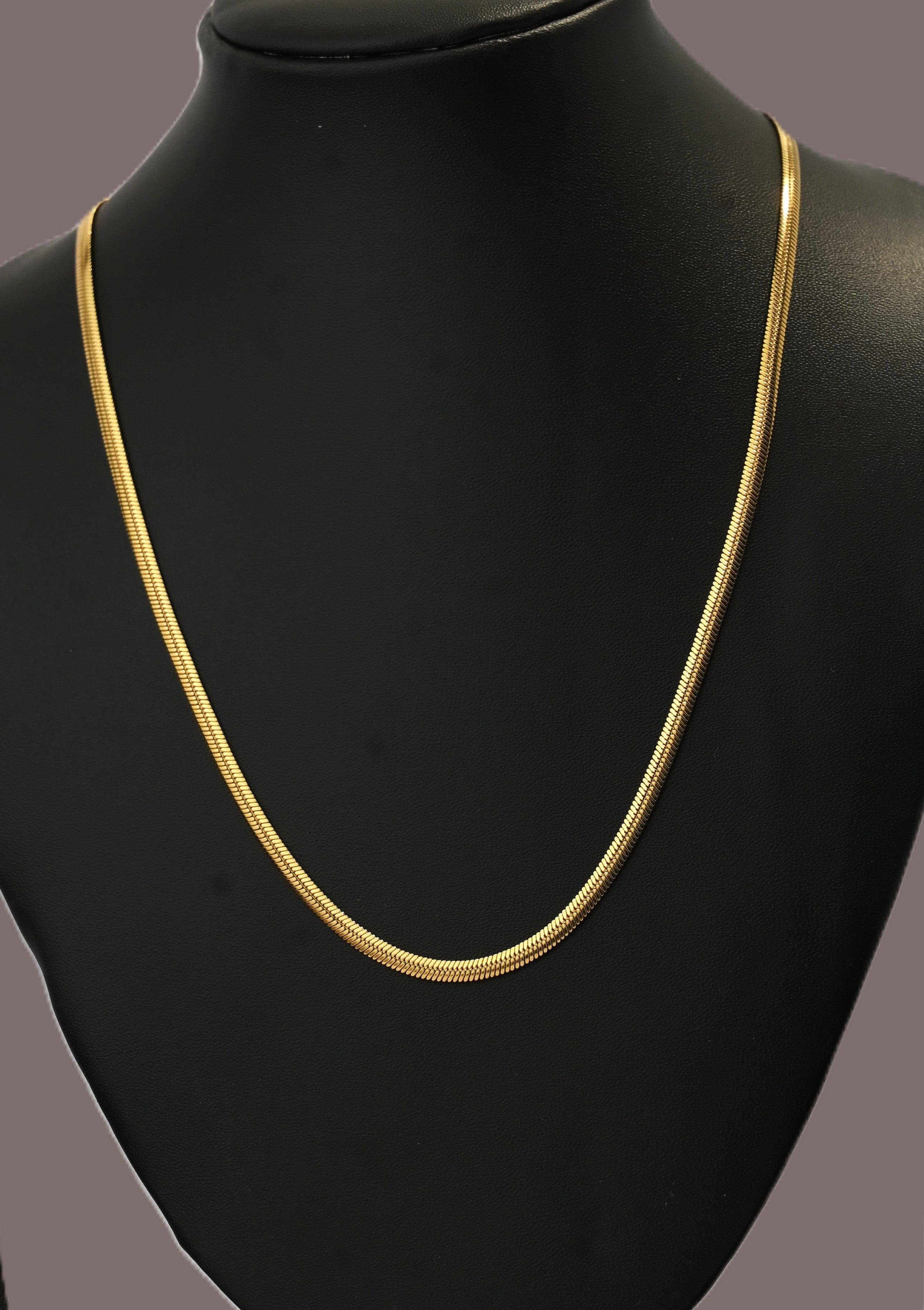 Gold Tone Everyday Snake Scaled Chain for Men- Matte Finish (21.5 Inch)