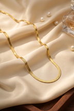 Gold Tone Everyday Snake Scaled Chain for Men- Matte Finish (21.5 Inch)