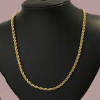 Gold Tone Classic Rope Detail Premium Chain for Men - Glossy Finish (21.5 Inch)