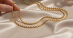 Gold Tone Classic Rope Detail Premium Chain for Men - Glossy Finish (21.5 Inch)