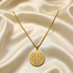 Gold Tone Bold Tiger Pendant Gold Steel Chain for Men- Glossy Finish (21.5 Inch)