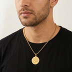 Gold Tone Divine Om Trishul Pendant Gold Chain for Men- Matte Finish (24 Inch)
