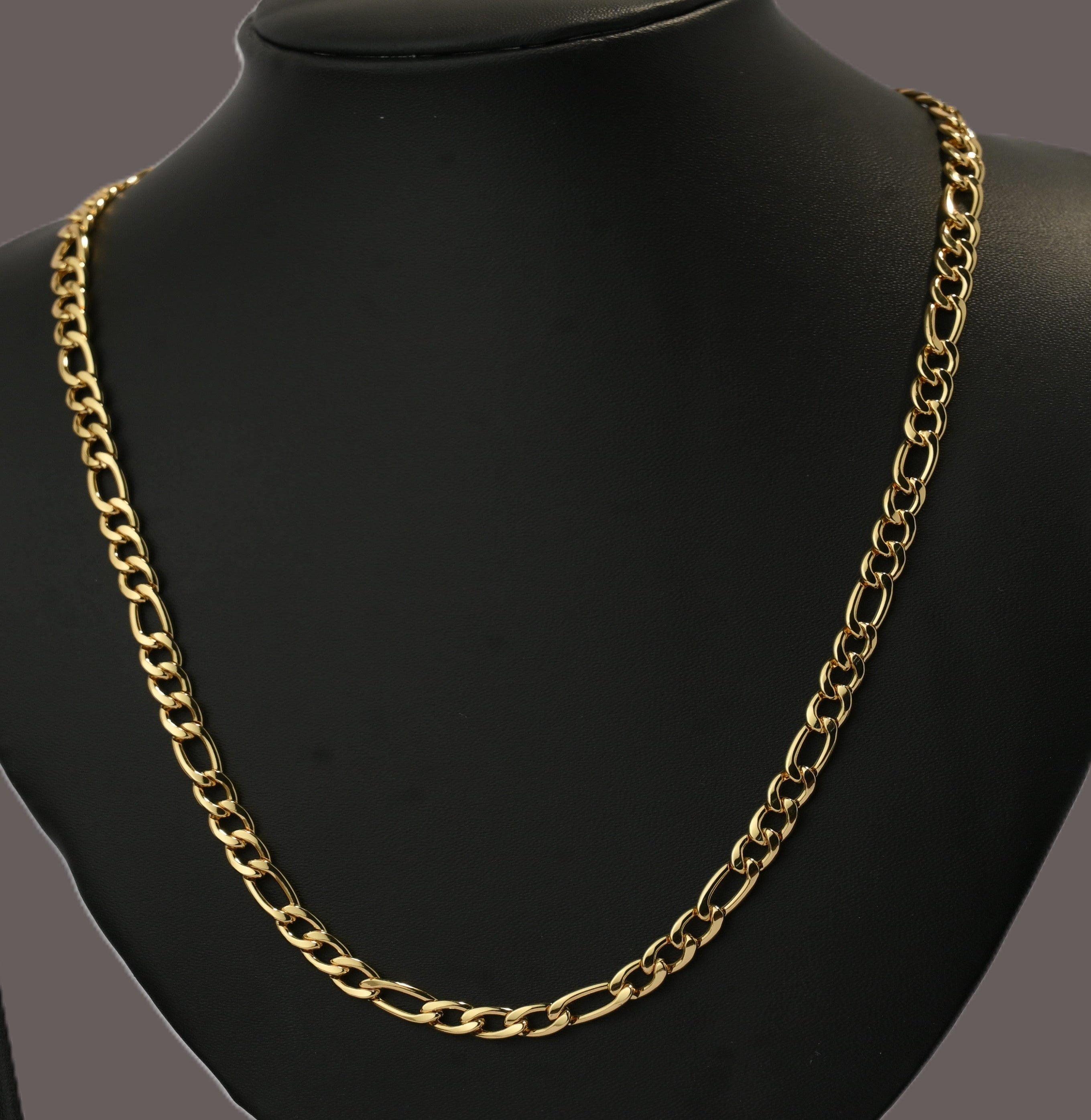 Gold Tone Premium Curb Style Gold Chain for Men- Glossy Finish (22 Inch)