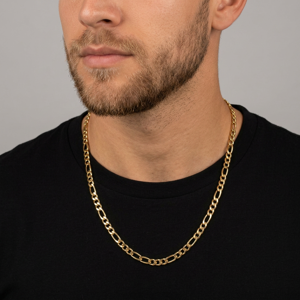 Gold Tone Premium Curb Style Gold Chain for Men- Glossy Finish (22 Inch)