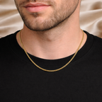 Gold Tone Premium Box Link Gold Chain for Men- Matte Finish (21 Inch)
