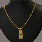 Gold Tone Signature Om Pendant Chain for Men- Matte Finish (24 Inch)