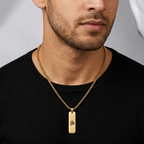 Gold Tone Signature Om Pendant Chain for Men- Matte Finish (24 Inch)