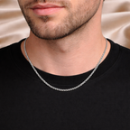 Gold Tone Modern Silver Finish Steel Chain for Men- Matte Finish (21.5 Inch)