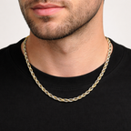 Dual-Tone Gold & Silver Luxury Twisted Chain for Men - Matte Finish (21.5 Inch)