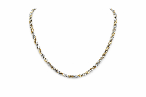 Dual-Tone Gold & Silver Luxury Twisted Chain for Men - Matte Finish (21.5 Inch)