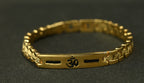 Gold Tone Elegant Om Black Accent Bracelet for Men- Glossy Finish (8 Inch)