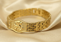 Gold Tone Divine Lord Ganesha Symbol Bracelet for Men- Glossy Finish (8 Inch)