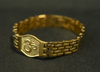 Gold Tone Divine Om Symbol Bracelet for Men- Glossy Finish (8 Inch)