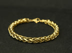 Gold Tone Signature Wheat Chain Wrist Bracelet for Men- Matte Finish (8 inch)